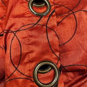 Set of 2 84” rust pumpkin with black circles pattern curtains drapes grommet